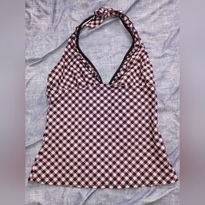 Pink & Black Gingham Halter Tank Top
